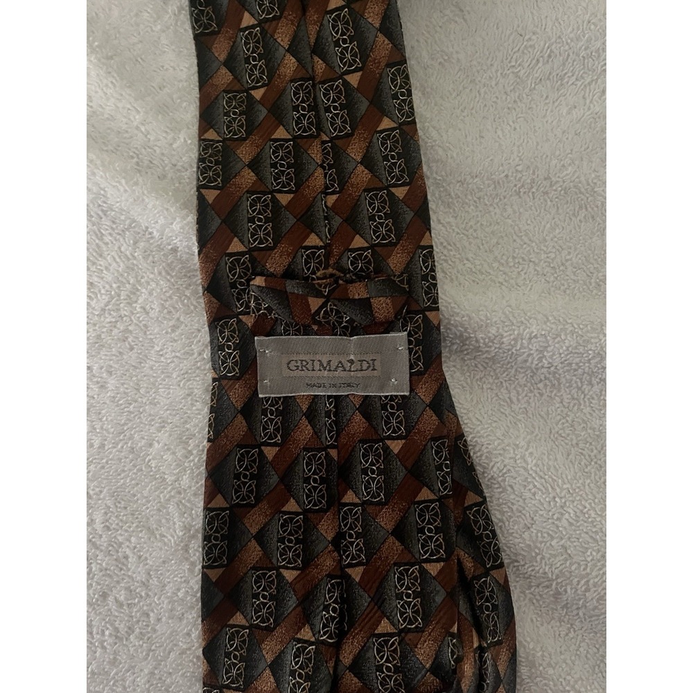 Grimaldi Made in Italy Silk Tie  Necktie Geometric Pattern
